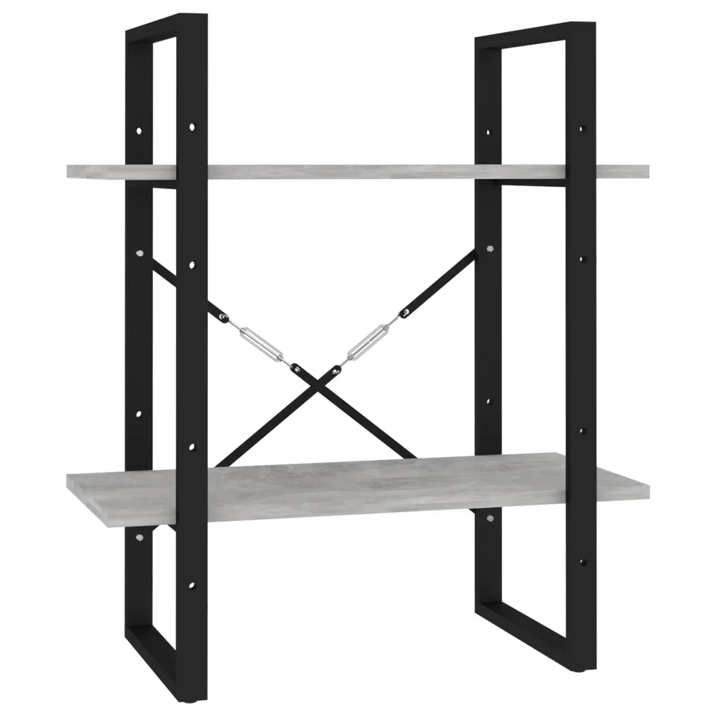 Libreria 2 Ripiani Grigio Cemento 60x30x70 cm Legno Multistrato 806431