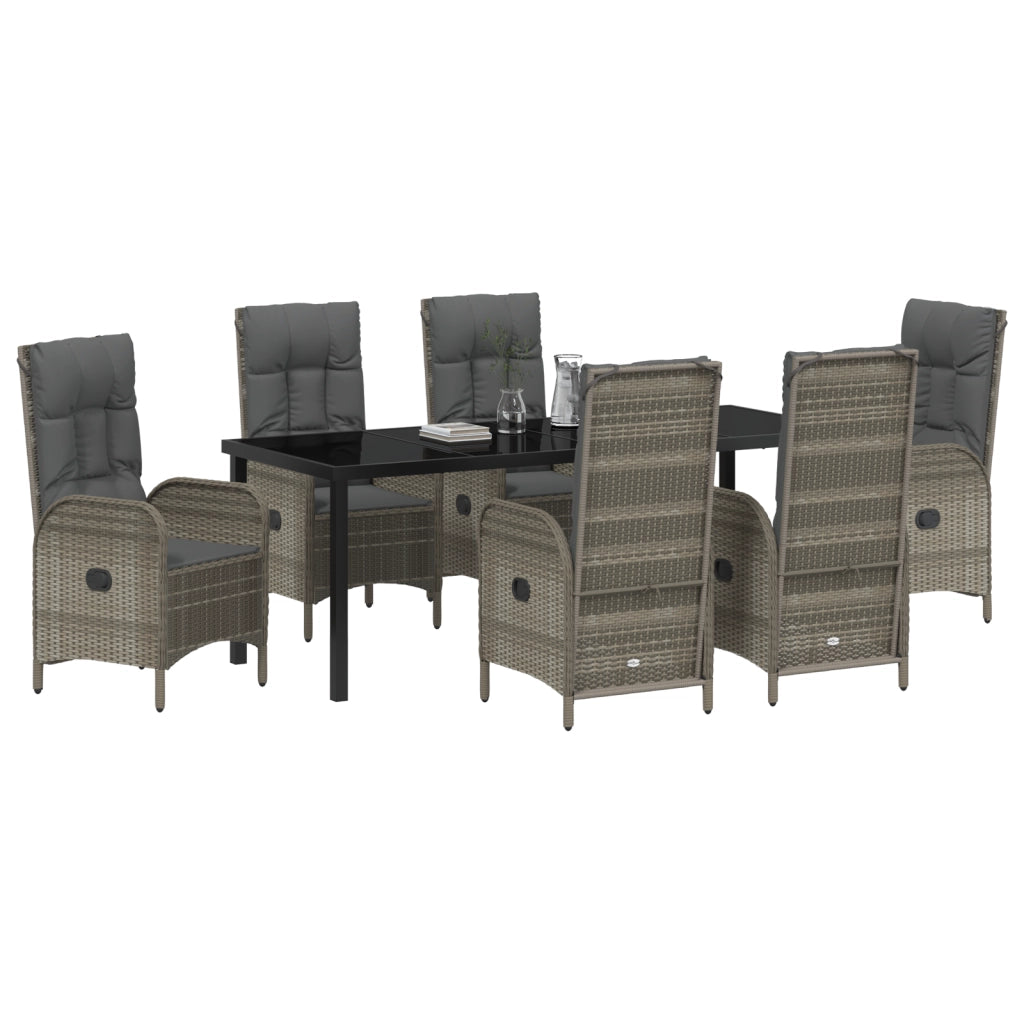 Set da pranzo da giardino 7 pezzi Grigio Polyrattan