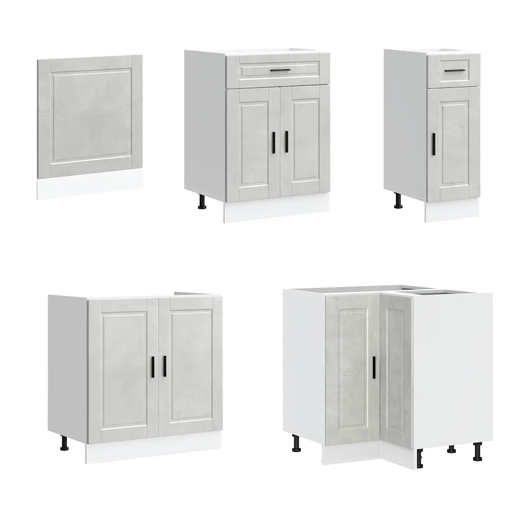 Set Mobili da Cucina 11 pz Porto Grigio Cemento in Truciolato 3314905