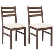 Sedie da Pranzo con Cuscini 2 pz | Sedie da cucina Marrone Legno Massello di Hevea