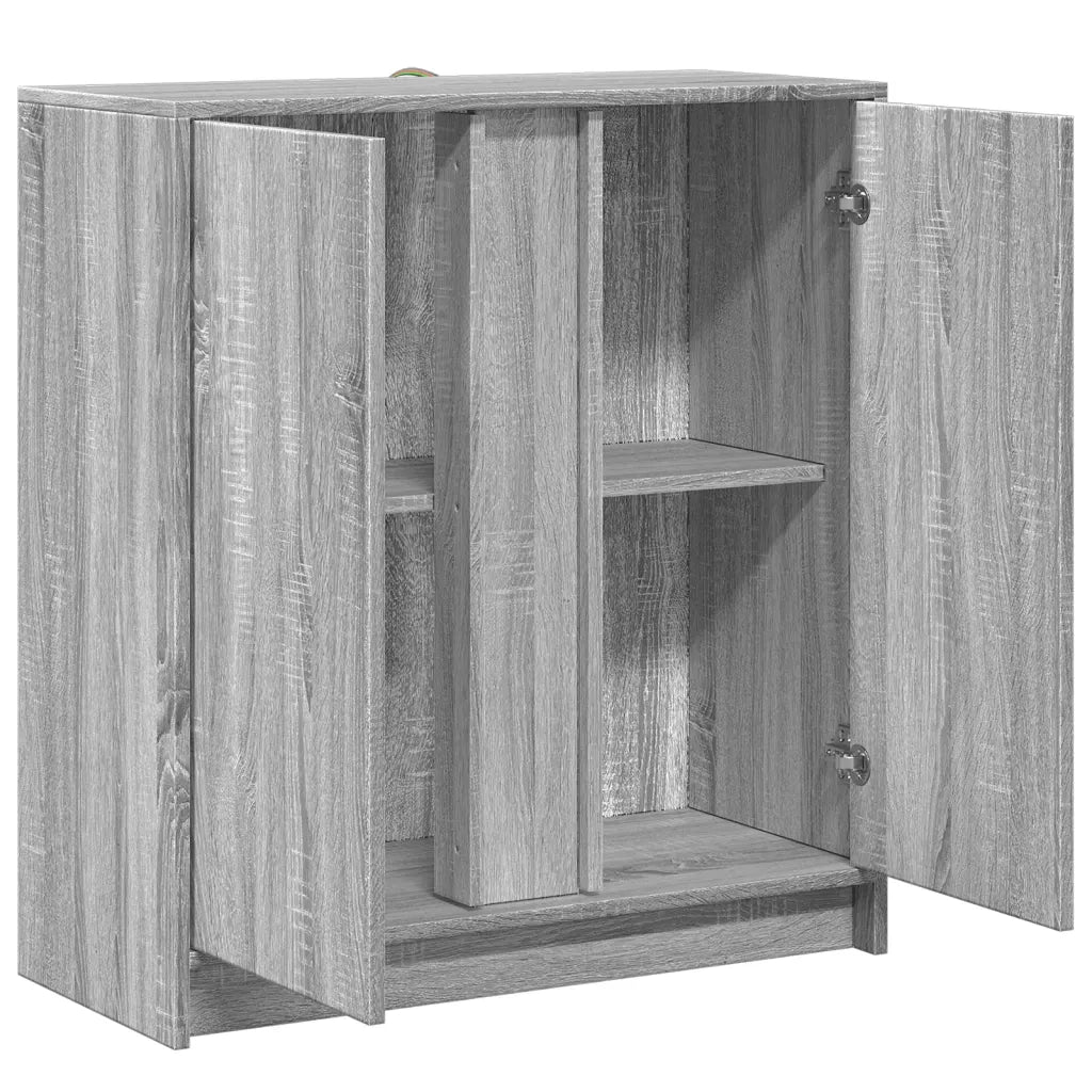 Credenza con LED Grigio Sonoma 77x34x85 cm in Legno Multistrato 852136