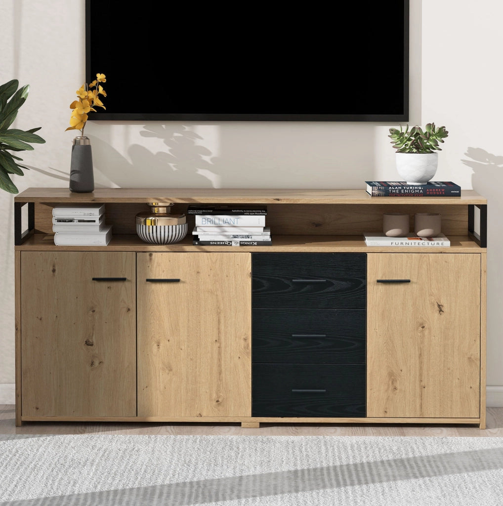 Credenza moderna con 3 ante e 3 cassetti, 150 cm