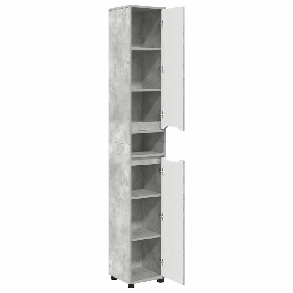 Mobile da Bagno con porta Grigio cemento 30,5 x 30 x 195 cm