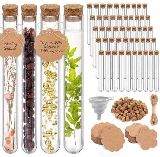 Set di flaconi di reazione 50 pezzi - Plastica - Translucido - Contenitore per flaconi di reazione - Laboratorio - Attrezzature per esperimenti - Tubi per laboratorio