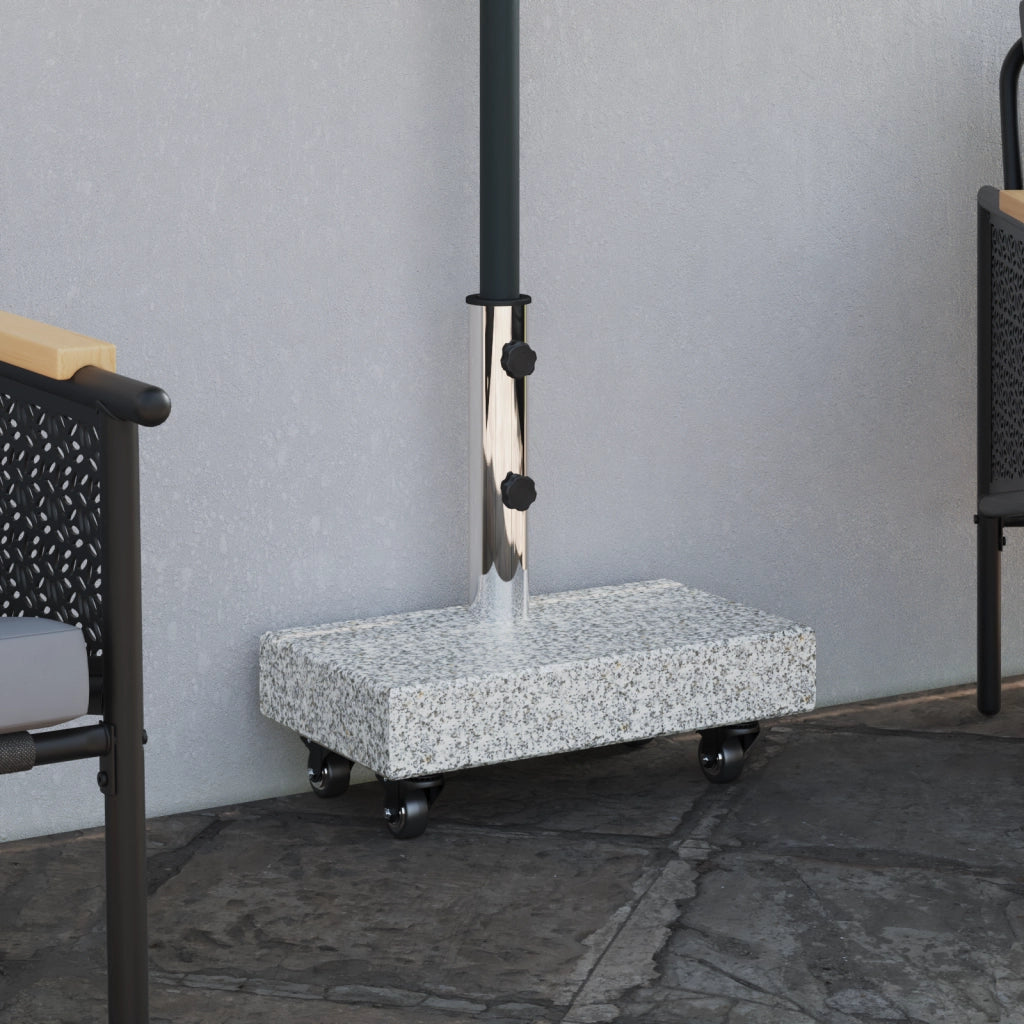 Base Ombrello con Ruote per Pali Ã˜38/48mm Grigio Granito 25 kg Rettangolare