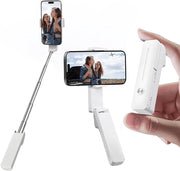 Selfiestick telescopico mini, manubrio maneggevole con telecomando, supporto compattibile per smartphone, per video blogging/video riprese/livestreaming/viaggi (bianco)
