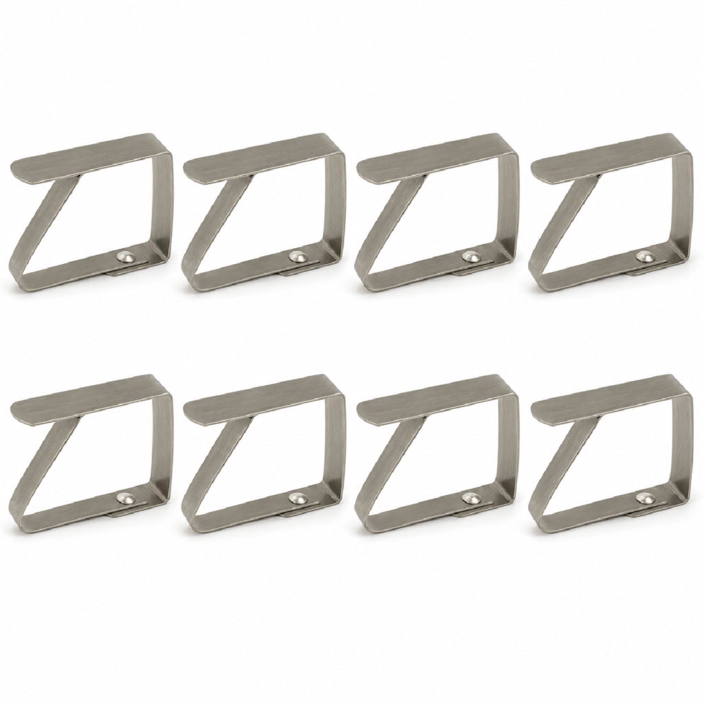Set 8 Clip Fermatovaglia in Acciaio Inox, Pinze Ferma Tovaglia per Tavolo fino a 3 cm, Fermagli Antivento Riutilizzabili per Casa, Giardino, Picnic e Campeggio
