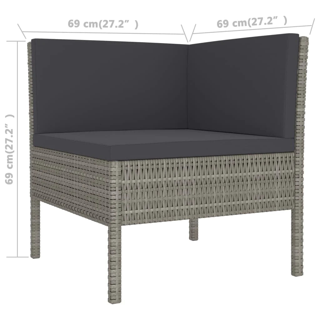 Set di mobili da giardino mobili da esterno set da 3 pezzi con cuscini resina intrecciata grigia 02_0015995