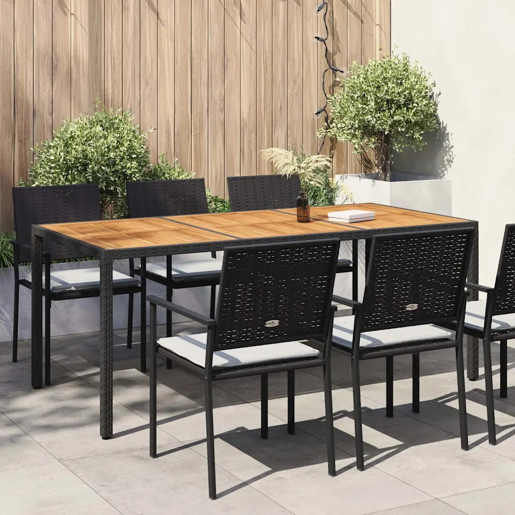 Tavolo da Giardino | Tavolino da esterno 190x90x75 cm Polyrattan Legno di Acacia Nero