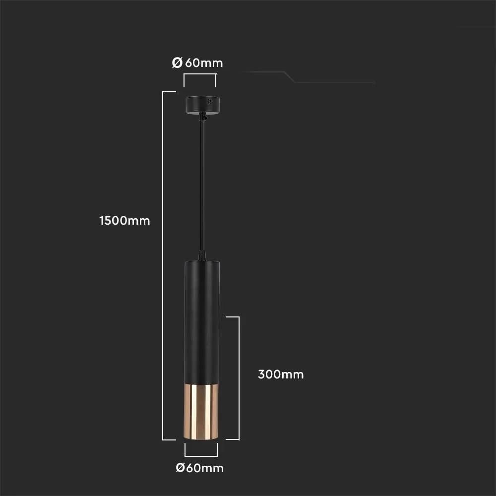Lampada a sospensione tubolare nero/oro GU10 V-TAC VT-977