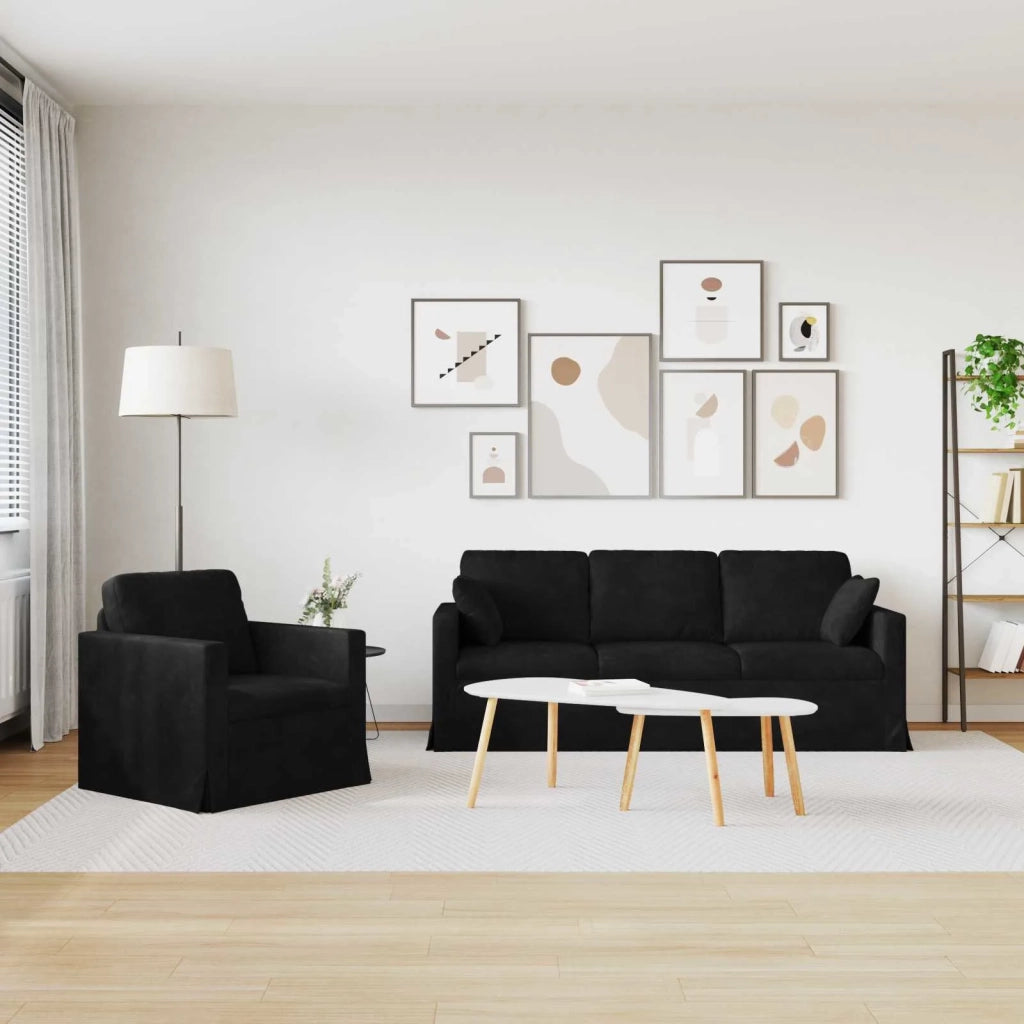 Set di divani 2 pcs Nero 198 x 78 x 80 cm Velluto 3407601