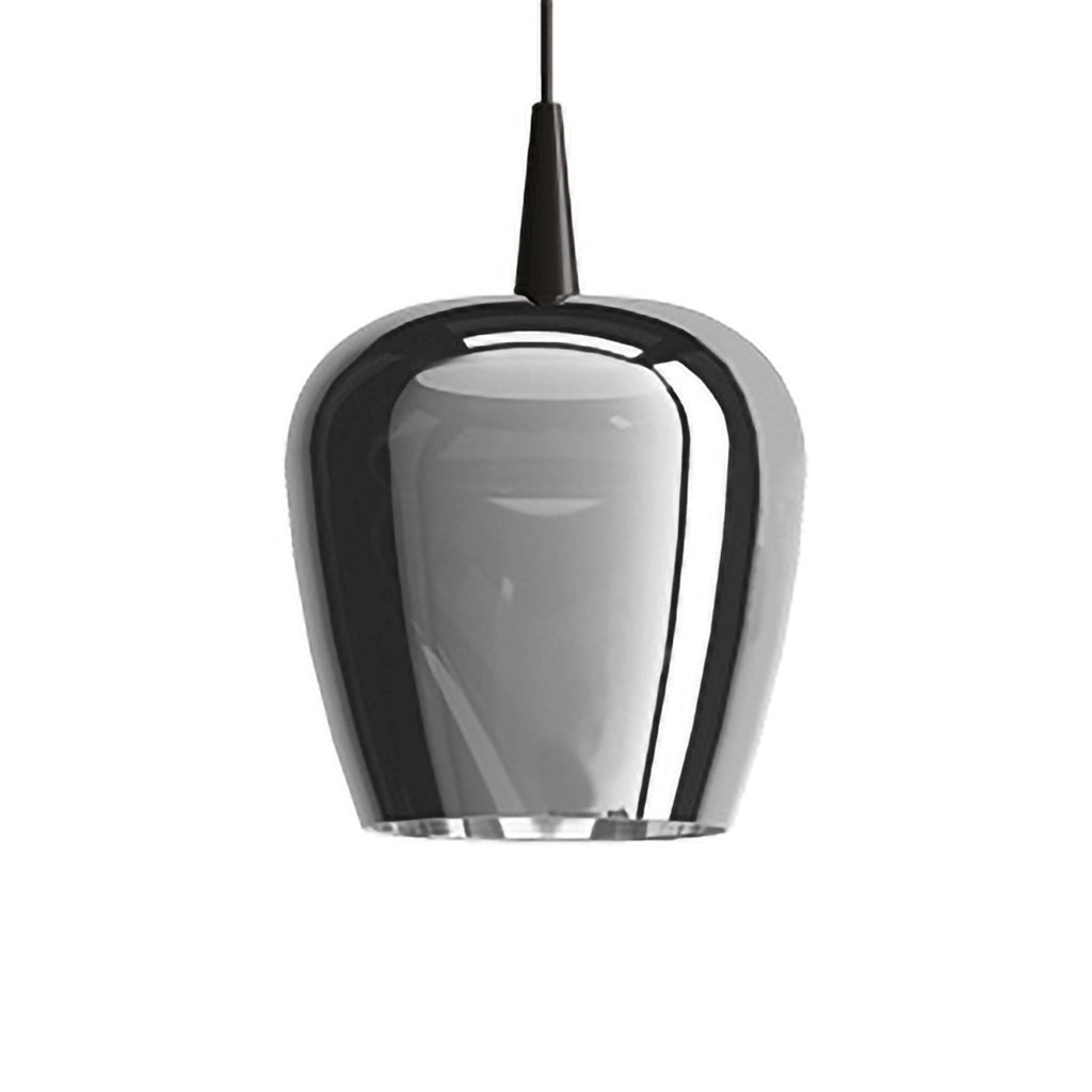 Zafferano Lampada a sospensione Bilia 230V LED 8W in vetro borosilicato soffiato a bocca, Nero e Argento, diametro 18 cm, altezza 324 cm, 2700K