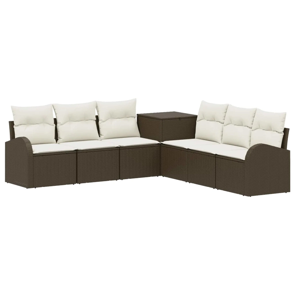 Set di divani 7 pz Marrone e Bianco Crema 3448700