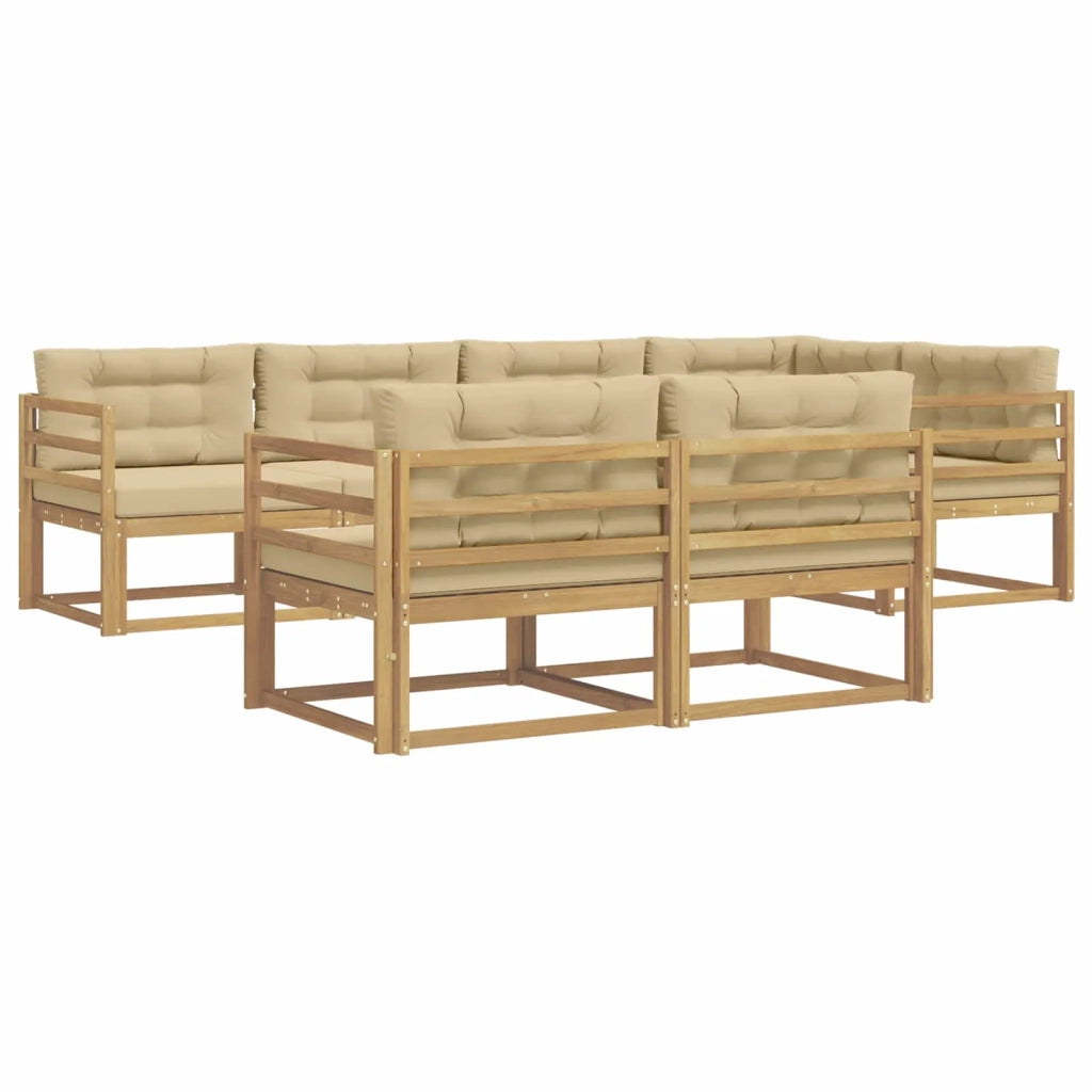 Set di divani da esterno 6 pz Bianco e Beige Poliestere 3386572