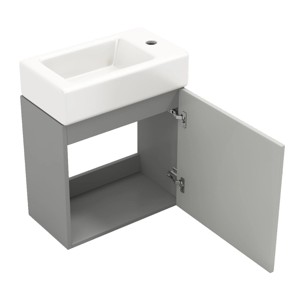 Lavabo con mobile sottolavabo 62 cm in MDF grigio e bianco