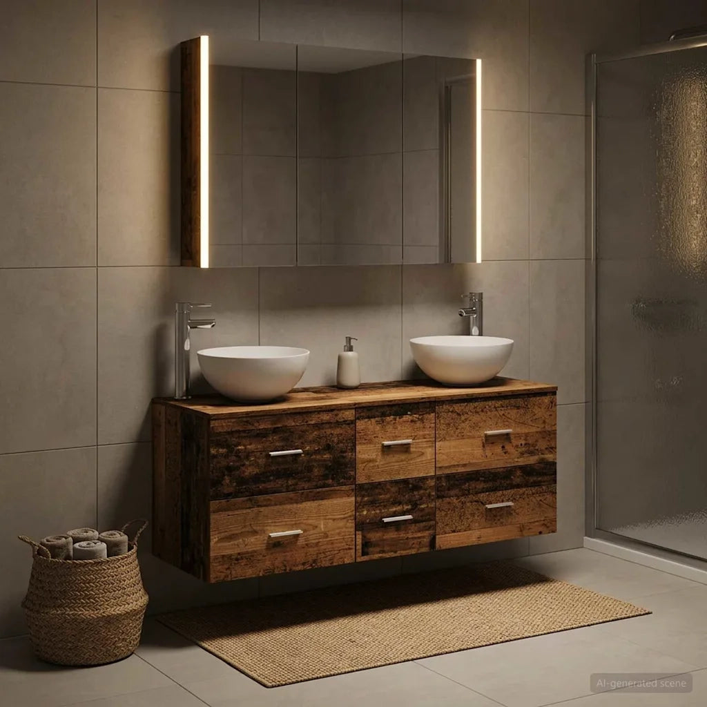 Set di mobili per il bagno 4 pcs Legno antico 3406749