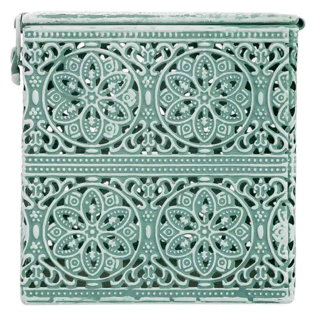 Scatola in metallo verde 12.5x12.5x11.5h cmh cm