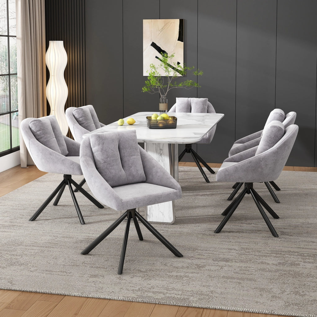 Set di 4 sedie girevoli in velluto grigio
