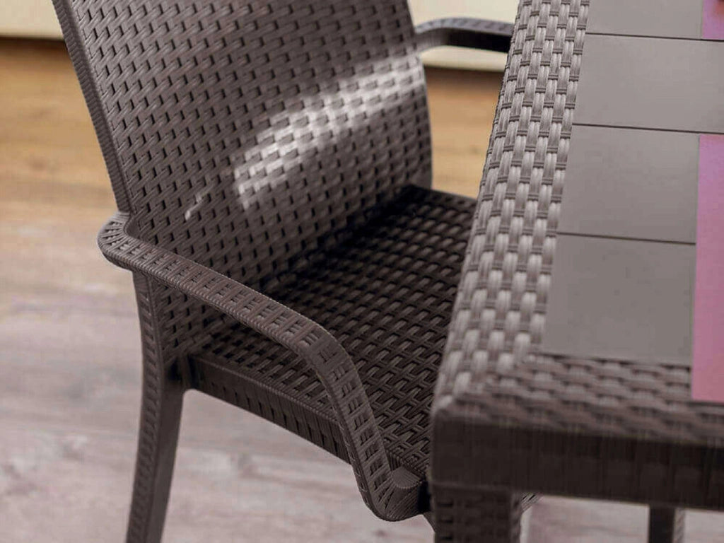 Tavolo Houston 150x90x74 h cm in Wicker Marrone