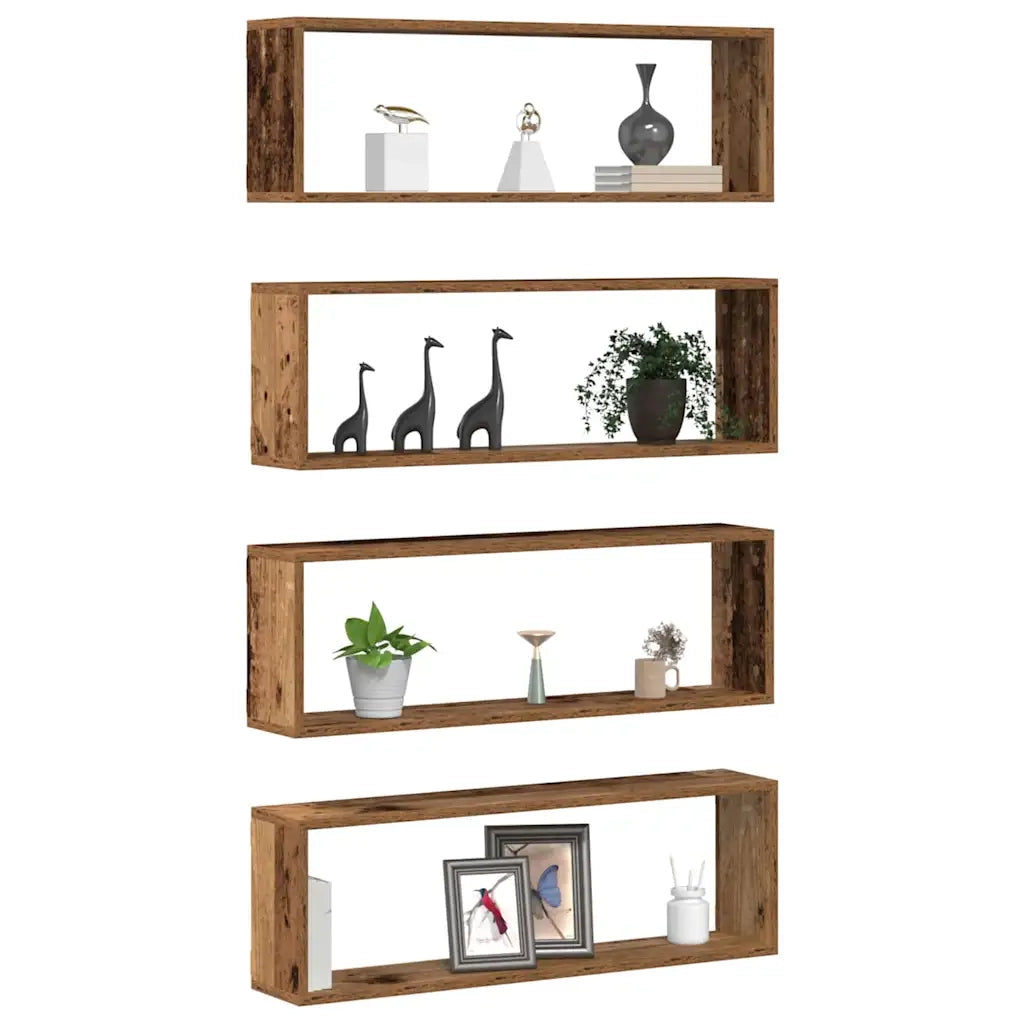 Scaffali da parete 4 pcs Legno vecchio 80 x 15 x 26 cm 862640