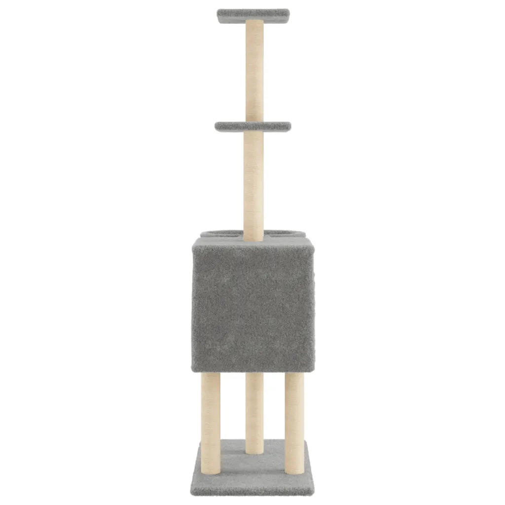 Albero per Gatti con Tiragraffi in Sisal Grigio Chiaro 145 cm 172095