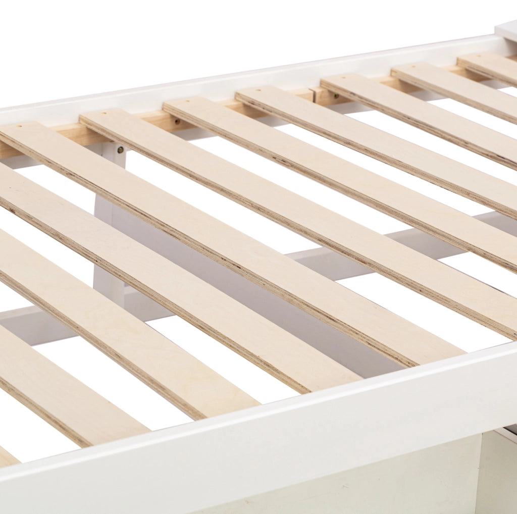 Letto 90x190 cm con letto estraibile; cassetti e USB in legno
