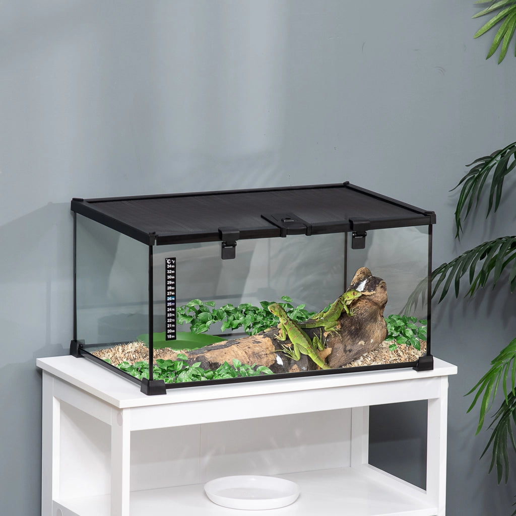 Terrario per Rettili ¨C Zephmum ¨C Nero Metallo Vetro 50x30x25 cm