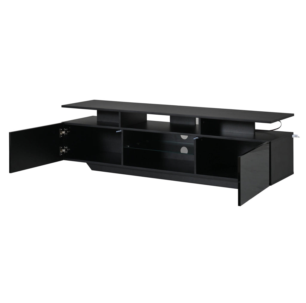 Mobile TV 160x40x45 cm con luci LED controllate da app; MDF; nero