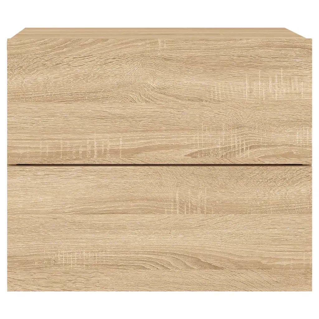 Comodino a Parete con luci LED Rovere Sonoma