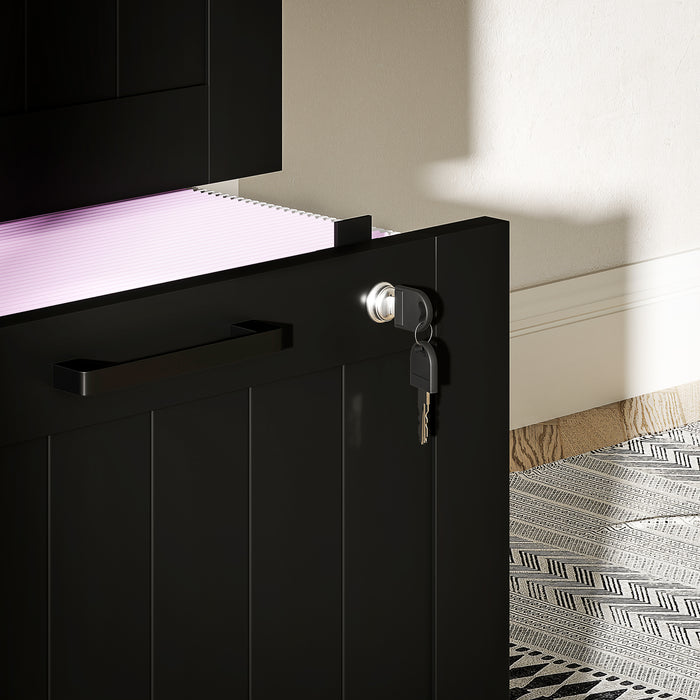 Cassettiera Portadocumenti a 4 Cassetti 40x40x131 cm 2 Serrature in Legno Nero