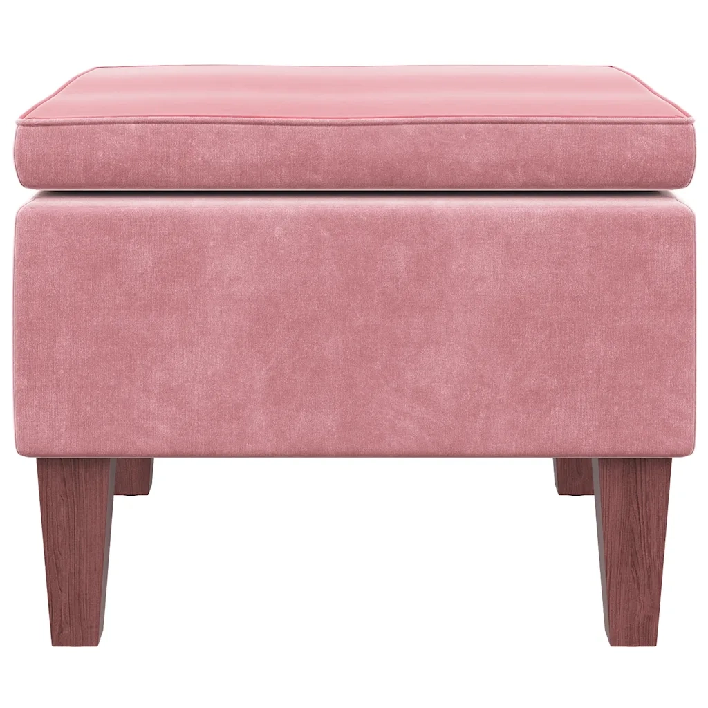 Poggiapiedi con Gambe in Legno Rosa in Velluto cod mxl 41857