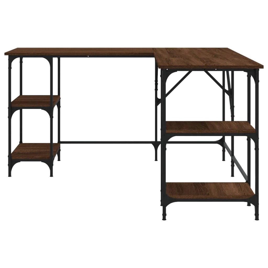Scrivania tavolo postazione di lavoro mobile per computer studio rovere 139 x 139 x 75 cm legno ingegnerizzato marrone 02_0023609