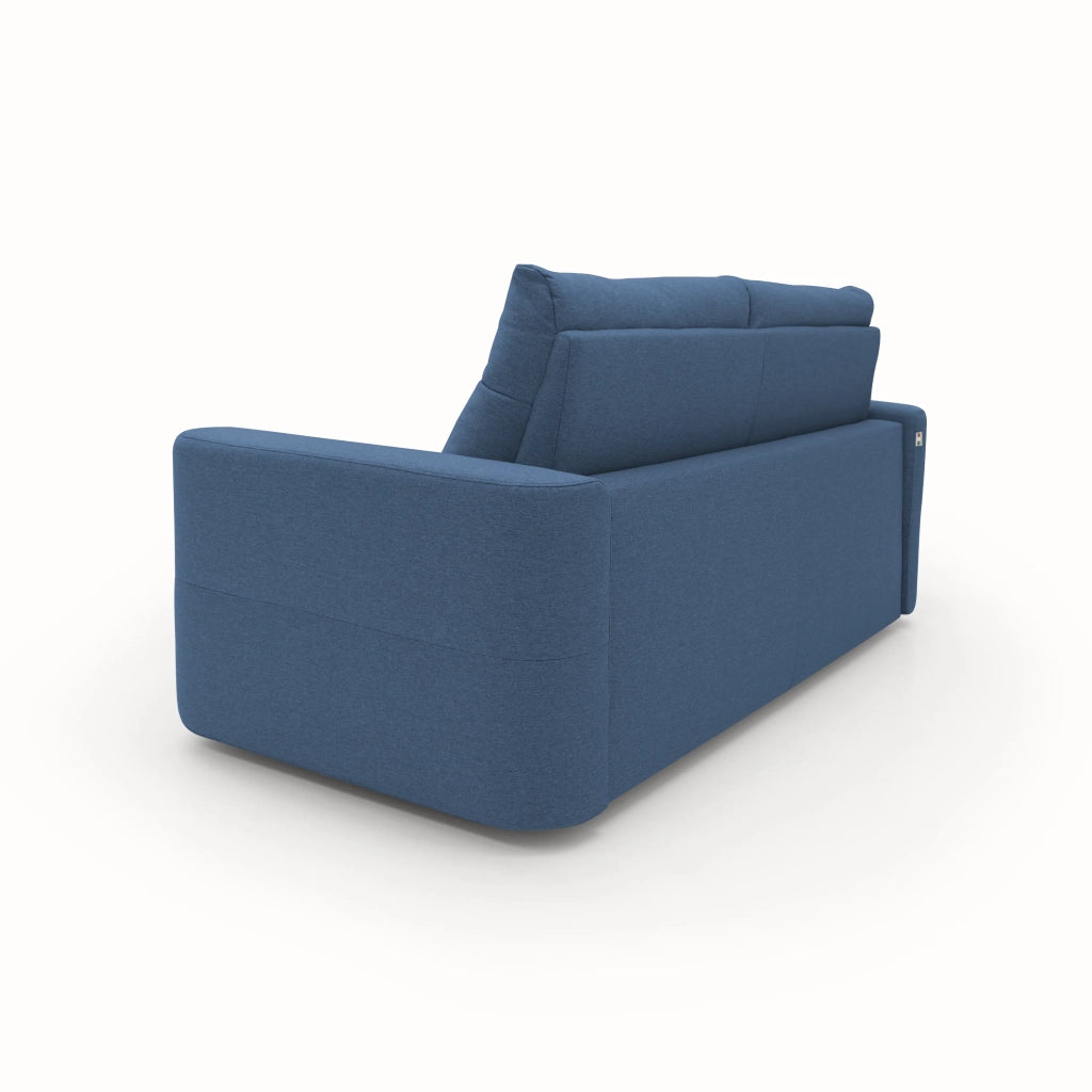 Cupido Divano letto con morbido schienale alto in tessuto impermeabile simil cotone T13 202 cm (mat. 140x197) blu