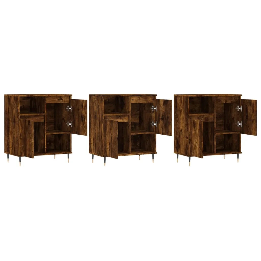 Buffet credenza cassettiera armadio mobile contenitore organizer per cucina soggiorno salotto 3 pezzi legno ingegnerizzato marrone 02_0037067