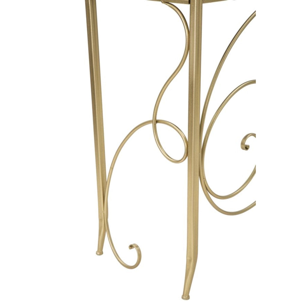 Consolle Art in ferro, MDF e specchio gold – 140 x 40 x H 80 cm
