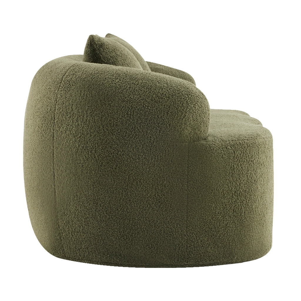 Divano letto a due posti curvo - Zephmum- Verde, braccioli rotondi, imbottitura a compressione, 2 cuscini