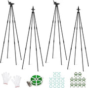 Set di 4 obelischi per giardino per piante rampicanti con rete metallica per supporto