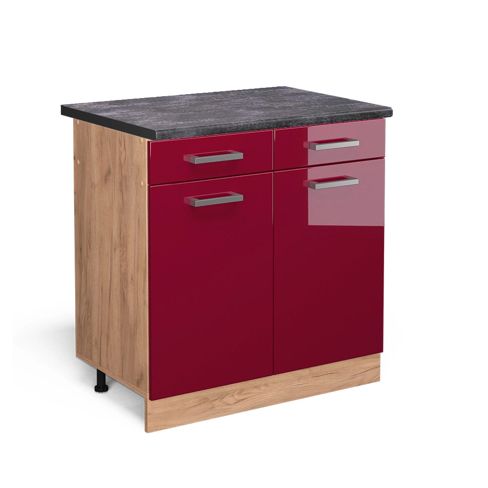 Vicco Mobiletto base per cucina Rosso lucido 80 cm , PL Antracite