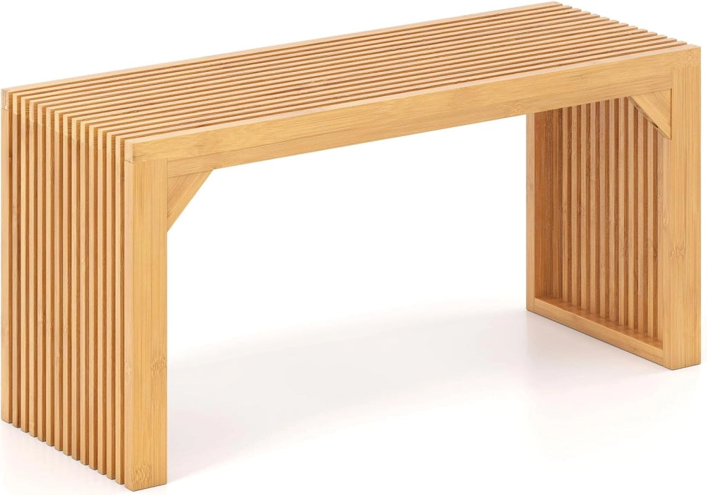 Panchina da cucina 90 cm, 2 posti, con rete a doghe, base rinforzata, in bambù, per sala da pranzo, camera da letto, soggiorno, cucina, carico massimo 300 kg, 90 x 33 x 43 cm