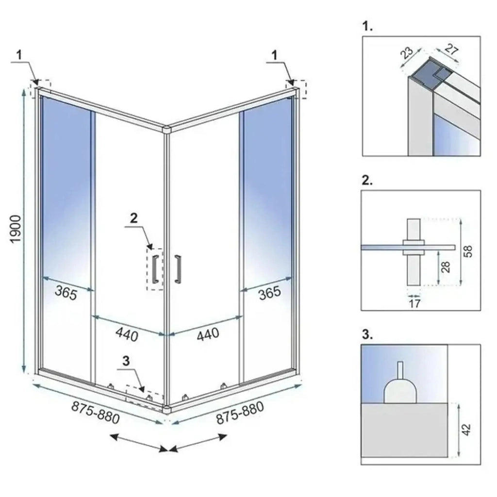 Cabina Doccia Rea City 90x90 Brush Copper senza piatto doccia