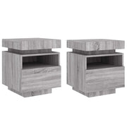 Set di 2 Comodini | Armadio da Notte | Mobiletto da notte con Luci LED Grigio Sonoma 40x39x48,5 cm