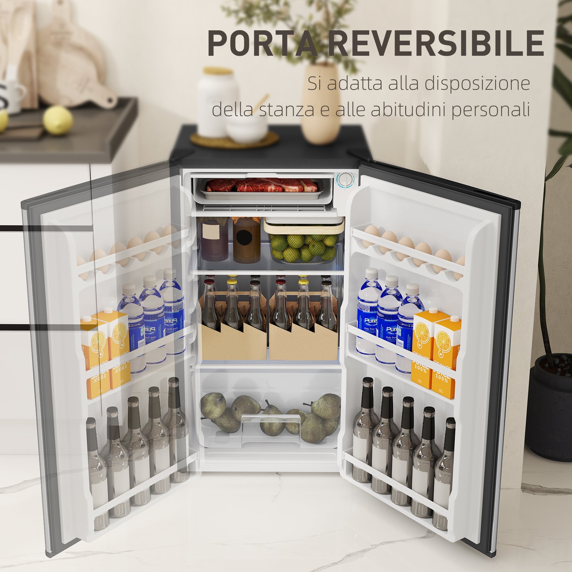 Frigorifero Piccolo da 91L Cella Freezer Superiore Argento