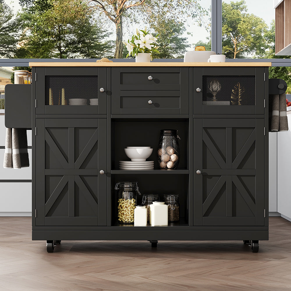 Isola cucina - Xylo - porte 3D scaffali regolabili nero