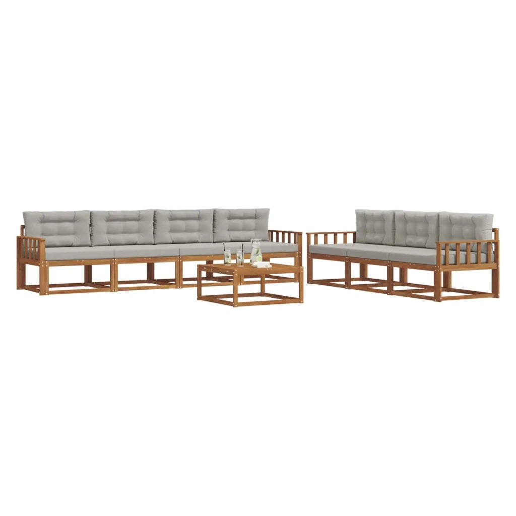 Set di divani da esterno 8 pcs Grigio Naturale e Chiaro