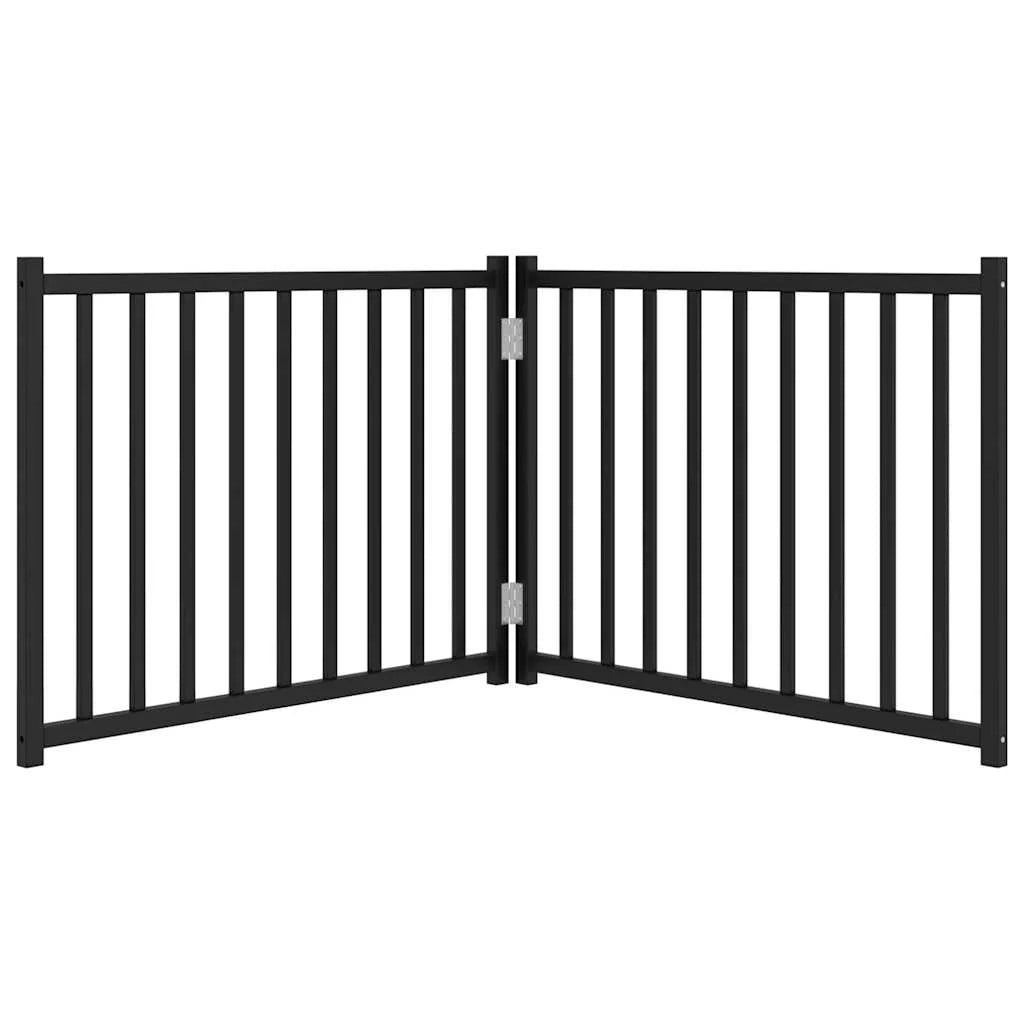 Cancelletto di sicurezza pieghevole per cani 2 pannelli 160 cm legno massello di abete nero 02_0023051