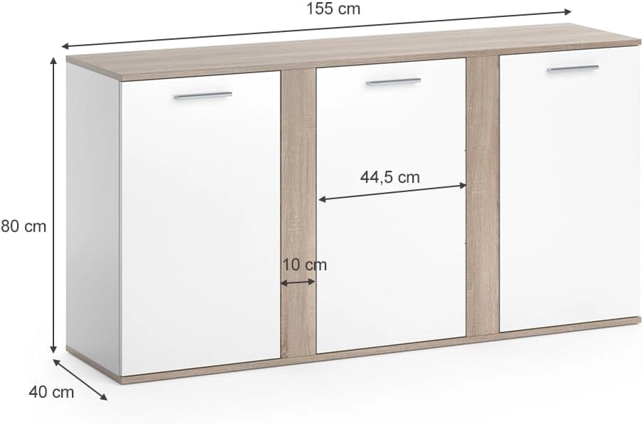 Cassettiera Novelli, Sonoma, 40 x 80 cm con ante, adatto per riporre abiti e oggetti per la casa