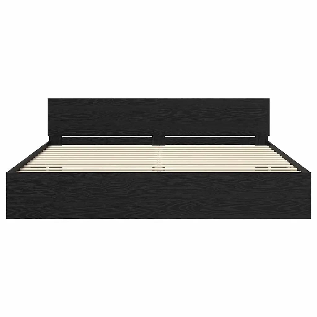 Struttura del letto Rovere Nero 180 x 200 cm Legno multistrato