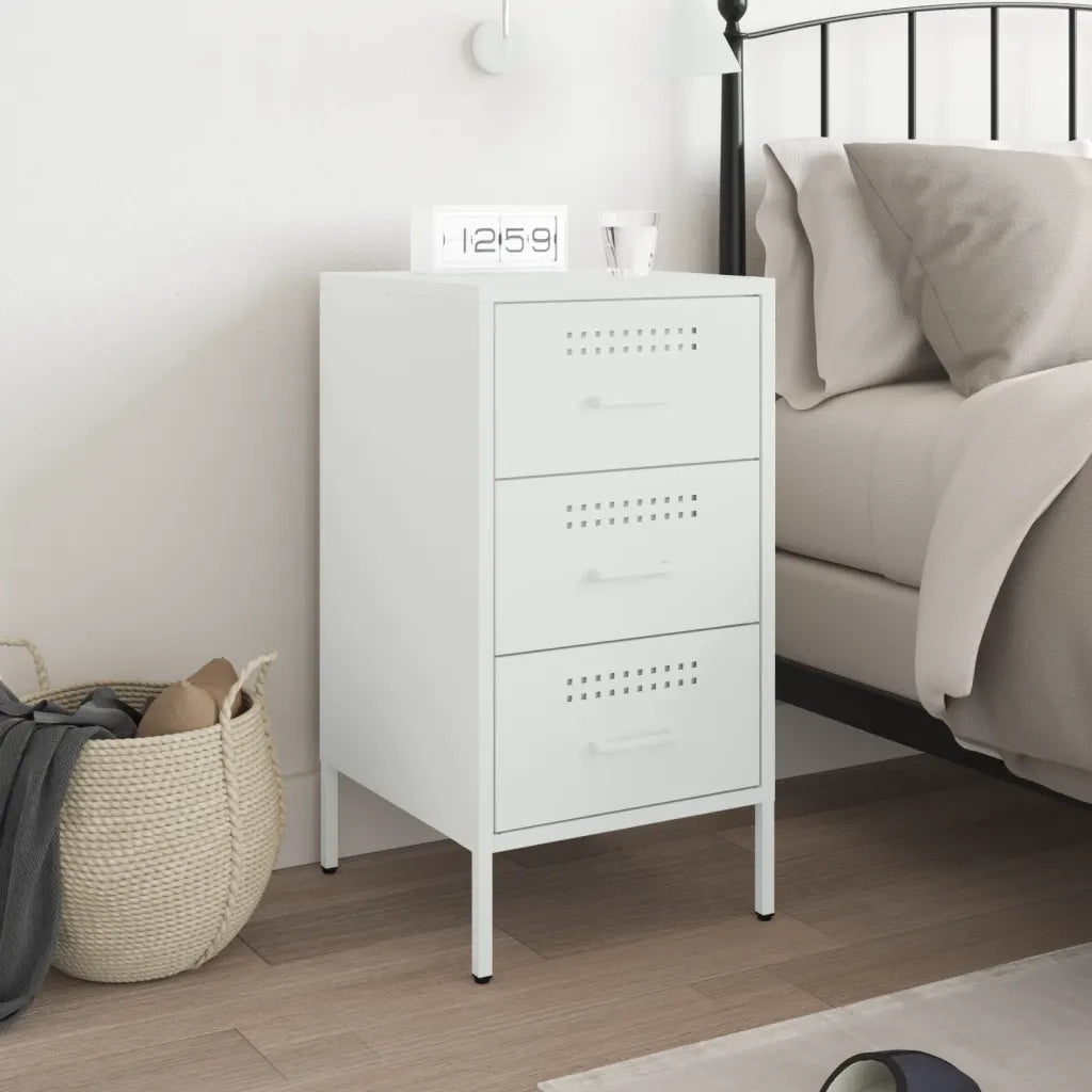 Comodino | Armadio da Notte | Mobiletto da notte Bianco 36x39x68 cm in Acciaio