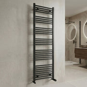 Termoarredo bagno H 176 x L 65 cm in acciaio nero opaco