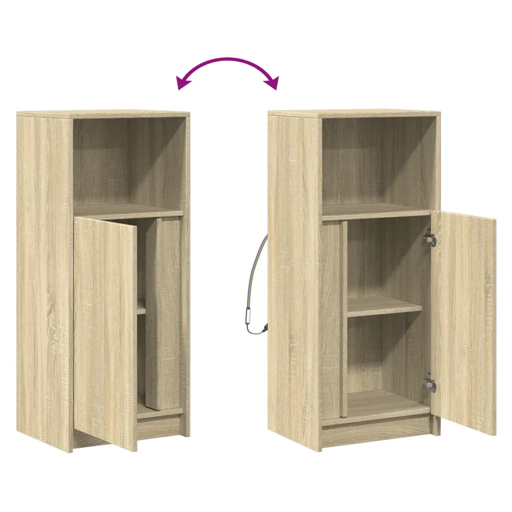 Credenza | Madia | Buffet da pranzo | Armadio da pranzo con LED Rovere Sonoma 42,5x34x100 cm Legno Multistrato